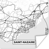 Poster Stadskaart - Plattegrond - Kaart - Saint-Nazaire - Frankrijk - Zwart wit - 30x30 cm