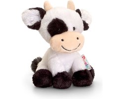 Keel Toys Knuffel Koe - zwart / wit - pluche - knuffeldier - 14 cm
