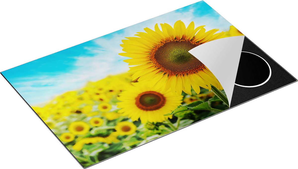 Chefcare Inductie Beschermer Zonnebloemen Veld - 83x51,5 cm - Afdekplaat Inductie - Kookplaat Beschermer - Inductie Mat