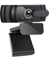 EyonMe W6 HD Webcam met Webcam cover | Webcam met microfoon, met privacy cover  | 1080P FHD | Microfoon met ruisonderdrukking | Plug & Play USB Web Camera Desktop & Laptop Online Vergadering, Zoom, Skype, Facetime, Windows, Linux, and macOS