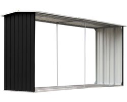 vidaXL - Haardhoutschuur - 330x92x153 - cm - gegalvaniseerd - staal - antraciet