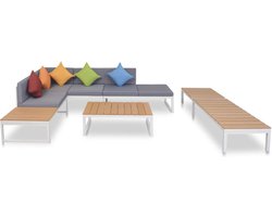 vidaXL - 5-delige - Loungeset - met - kussens - aluminium - en - HKC