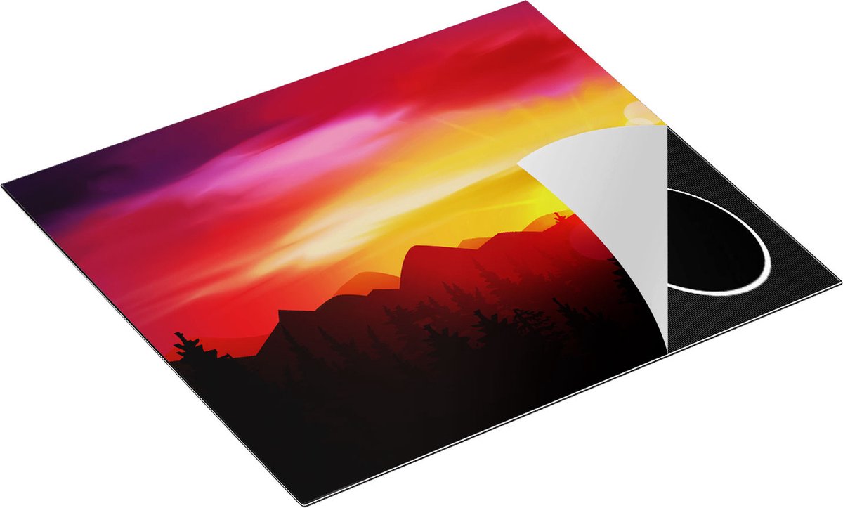 Chefcare Inductie Beschermer Zonsondergang in de Bergen - Abstract - 58,3x51,3 cm - Afdekplaat Inductie - Kookplaat Beschermer - Inductie Mat