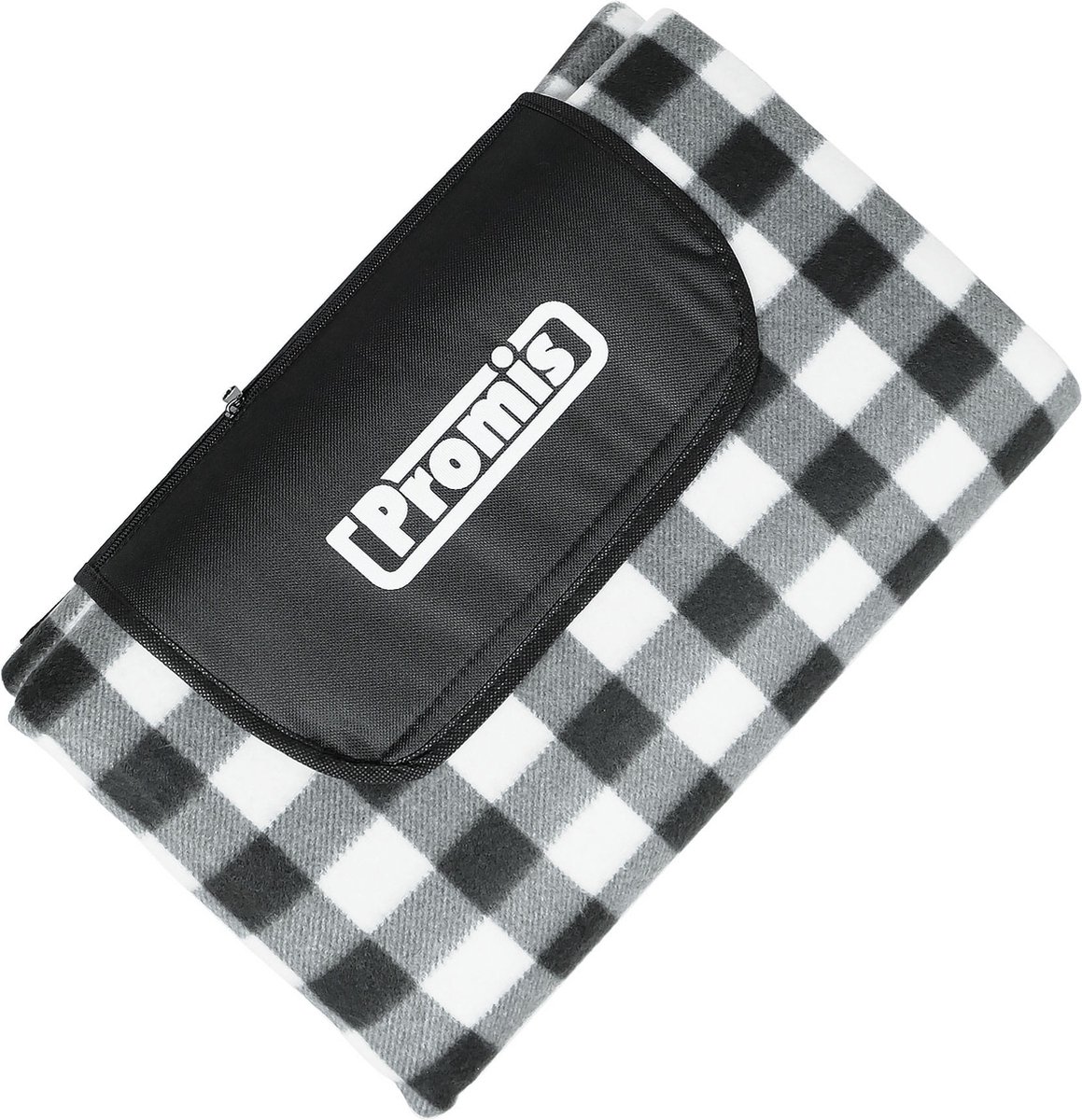 Promis - Picknickkleed XL Waterdicht - 200 x 200 cm - Zwart / Wit / Grijs gestreept - met handvat