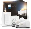 Philips Hue White ambiance Kit de démarrage : 2 ampoules connectées E27 (1100) + variateur, Kit d'éclairage intelligent, Bluetooth/Zigbee, Blanc, LED, E27, Lumière du jour froide, Blanc chaud