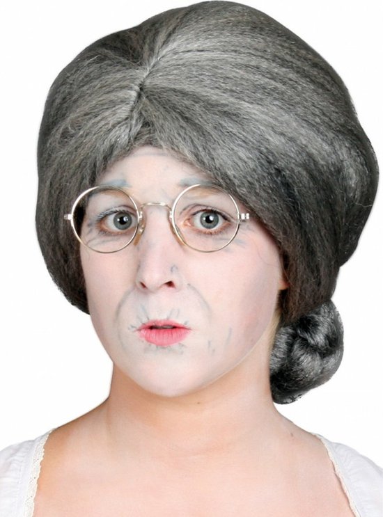 PartyXplosion - Perruque - Grand-mère - Luxe - Gris