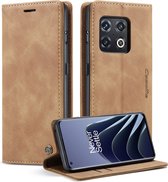 OnePlus 10 Pro Bookcase hoesje - CaseMe - Effen Tan - Kunstleer