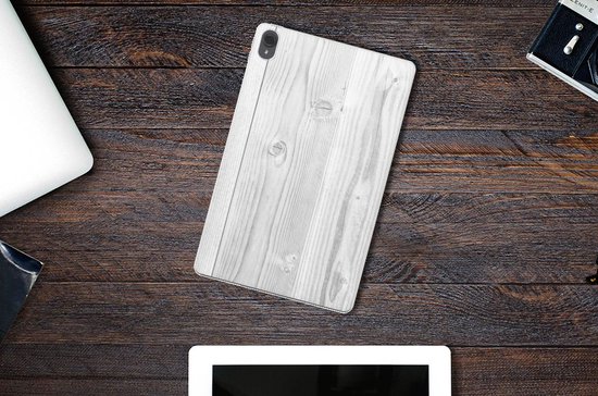 Coque en Siliconen avec naam Lenovo Tab P11 | P11 Plus Cover Wit Wood avec côtés transparents