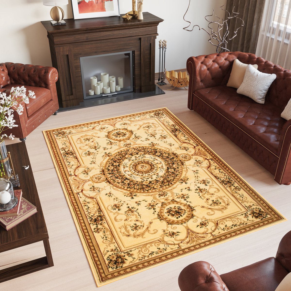 Tapiso Yesemek Vloerkleed Beige Perzisch Oriental Tapijt Maat- 180x260