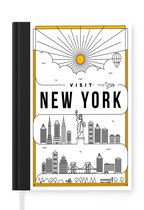 Notitieboek - Schrijfboek - New York - Skyline - Vrijheidsbeeld - Notitieboekje klein - A5 formaat - Schrijfblok