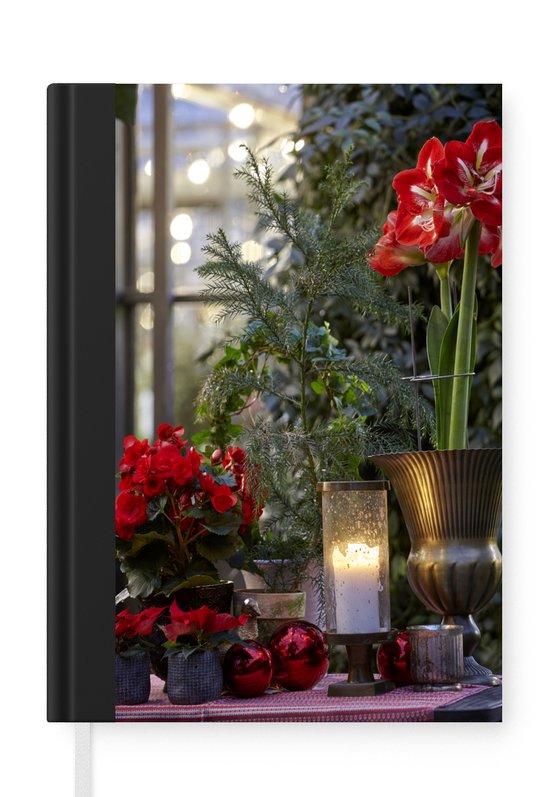 Foto: Notitieboek schrijfboek kerststerren kerstbloemen kerstmis notitieboekje klein a5 formaat schrijfblok kerst cadeau kerstcadeau voor mannen vrouwen en kinderen