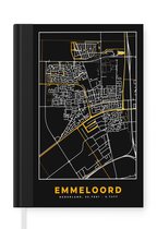 Carnet - Carnet d'écriture - Carte - Emmeloord - Or - Zwart - Carnet - Taille A5 - Bloc-notes - Plan de la ville