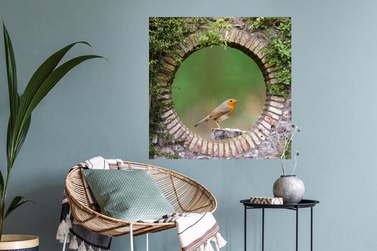 Stickers muraux - Film autocollant - Vogel - Transparent - Rouge-gorge - 80x80 cm - Film adhésif - Stickers muraux Chambre d'enfant - Papier peint autocollant - Papier peint autocollant - Film autocollant