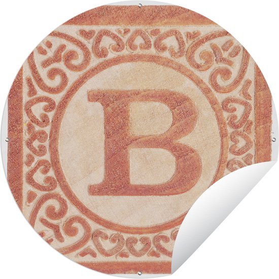 Tuincirkel Stempel van een letter B - 60x60 cm - Ronde Tuinposter - Buiten