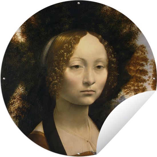 Tuincirkel Ginevra de' Benci - Leonardo da Vinci - 90x90 cm - Ronde Tuinposter - Buiten