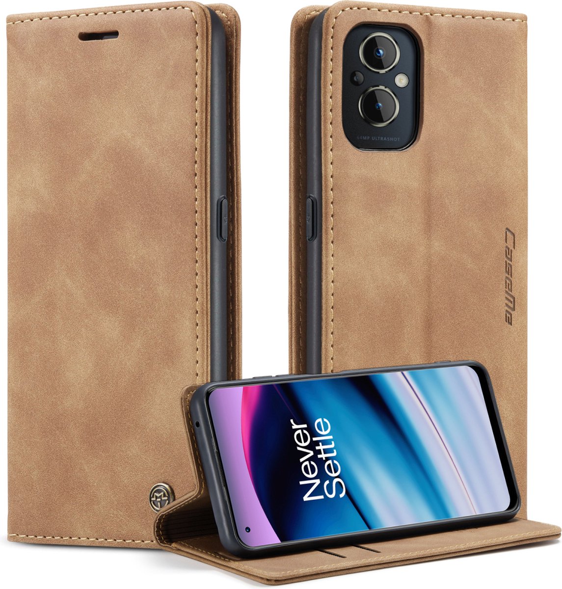 OnePlus Nord N20 5G Bookcase hoesje - CaseMe - Effen Tan - Kunstleer