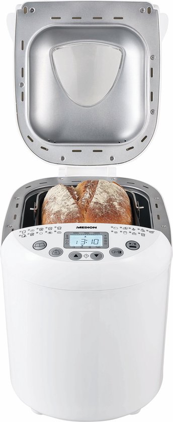 MEDION Broodbakmachine (550 watt, tot 1000 g, 19 bakprogramma's, 3 bruiningsniveaus, warmhoudfunctie, tijdvoorkeuze MD 11011)
