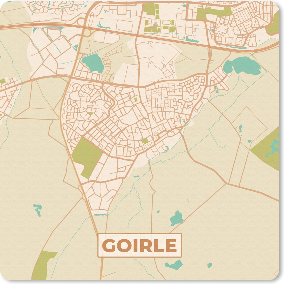 Muismat 30x30 cm - Mousepad Plattegrond - Goirle - Stadskaart - Kaart - Muismatten - Stadskaart