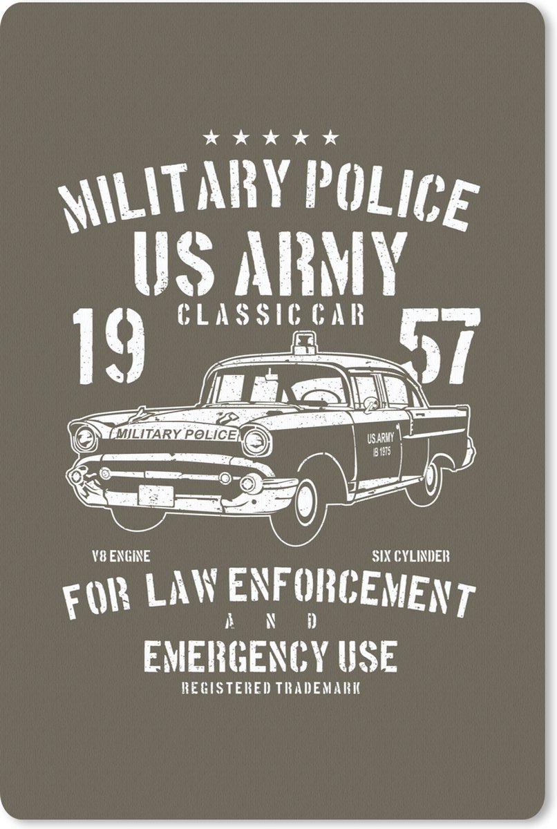 Muismat 18x27 cm - Mousepad Mancave - Politie - Auto - Bruin - Vintage - Muismatten