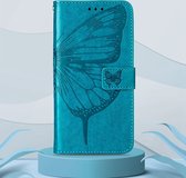 Mobigear Telefoonhoesje geschikt voor Realme 9 Pro Plus Hoesje | Mobigear Butterfly Bookcase Portemonnee | Pasjeshouder voor 2 Pasjes | Telefoonhoesje voor Pinpas / OV Kaart / Rijbewijs - Blauw