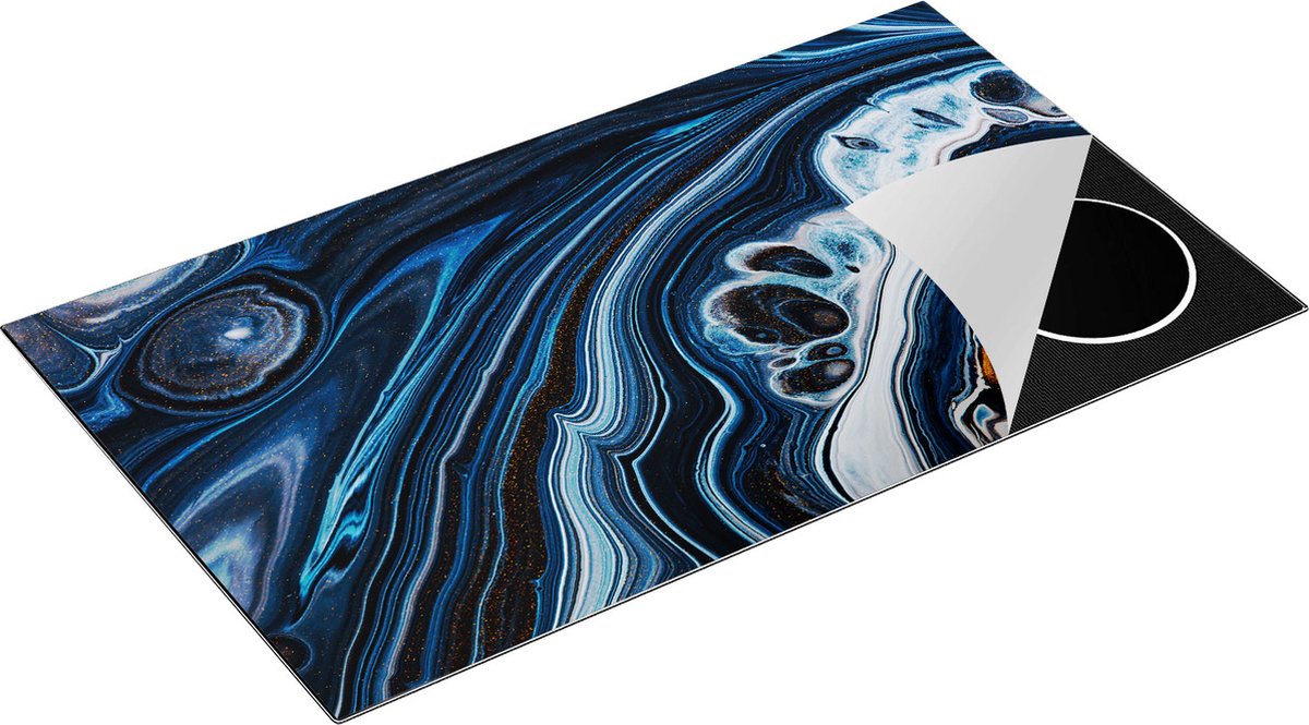 Chefcare Inductie Beschermer Abstracte Kunst - Blauwe Verf - 89,6x51,6 cm - Afdekplaat Inductie - Kookplaat Beschermer - Inductie Mat