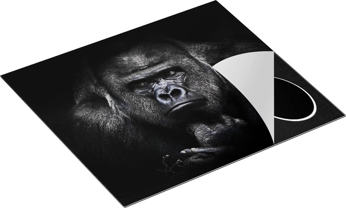 Chefcare Inductie Beschermer Gorilla - Zwart Wit - 60x55 cm - Afdekplaat Inductie - Kookplaat Beschermer - Inductie Mat
