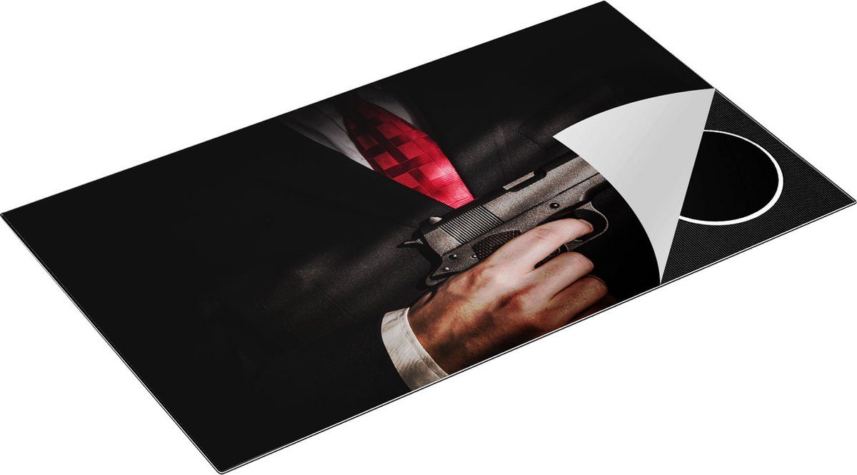 Chefcare Inductie Beschermer Man van de Maffia met een Pistool Vast - 90x50 cm - Afdekplaat Inductie - Kookplaat Beschermer - Inductie Mat
