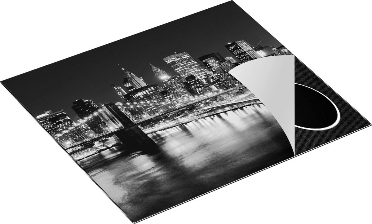 Chefcare Inductie Beschermer Skyline New York in het Centrum - Zwart Wit - 57,6x51,6 cm - Afdekplaat Inductie - Kookplaat Beschermer - Inductie Mat
