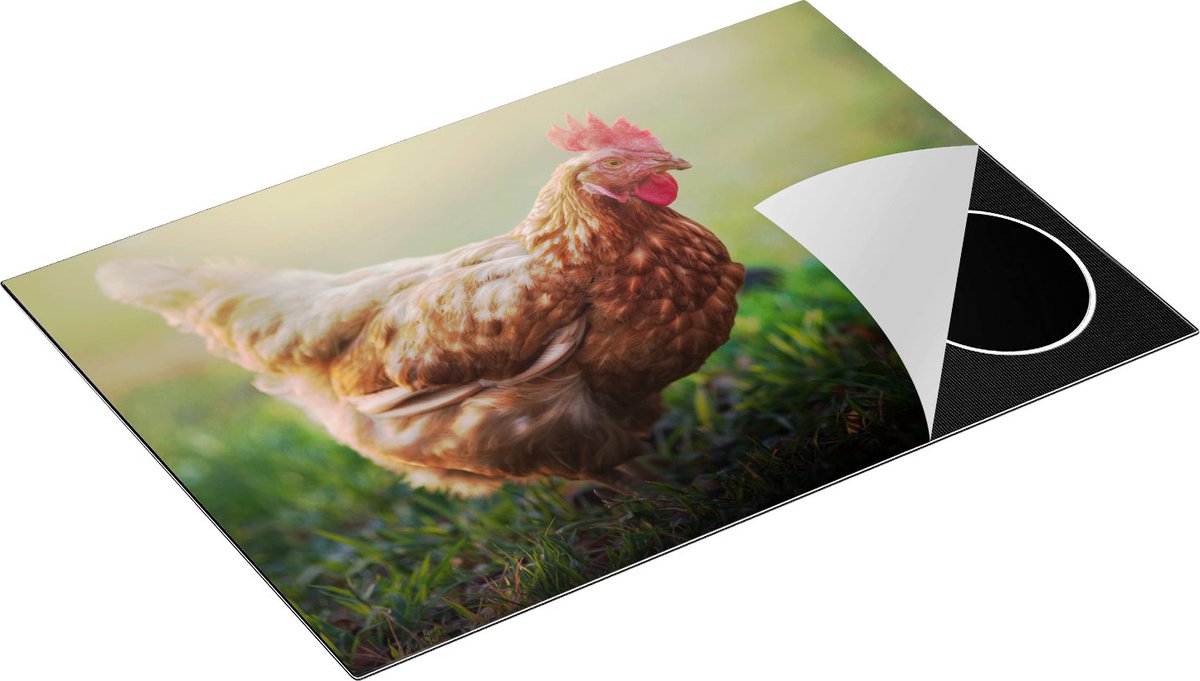 Chefcare Inductie Beschermer Kip in het Gras - 76x51,5 cm - Afdekplaat Inductie - Kookplaat Beschermer - Inductie Mat