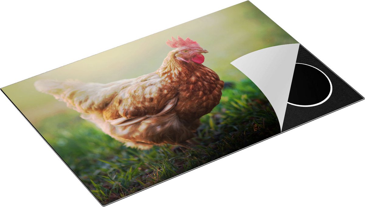 Chefcare Inductie Beschermer Kip in het Gras - 81,6x52,7 cm - Afdekplaat Inductie - Kookplaat Beschermer - Inductie Mat