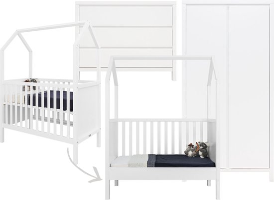 3-delige babykamer - Wit- meegroeibed