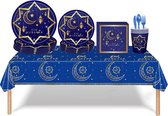 81 delig feestdecoratie set - islamitische Thema: Eid Mubarak / Ramadan / Suikerfeest - met tafelkleed, borden, servetten en bestek