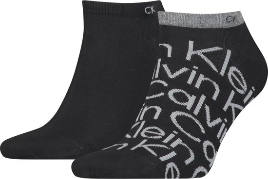 Calvin Klein Sneaker All Over Print (2-pack) - heren enkelsokken - zwart dessin - Maat: 39-42