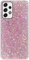 ADEL Premium Siliconen Back Cover Softcase Hoesje Geschikt voor Samsung Galaxy A73 - Bling Bling Roze