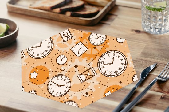 Napperons hexagon - Sets de table - Set de table hexagone - Motifs - Klok - Sablier - 6 pièces