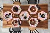 Placemats hexagon - Onderleggers placemats - Placemat zeshoek - Zonnebloem - Ruit - Patronen - 8 stuks