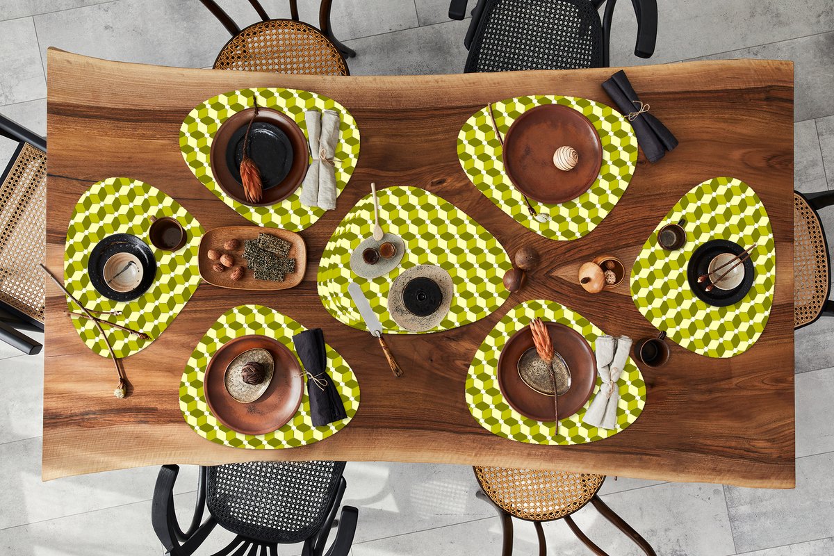 Placemat organisch - Placemats organic - Onderleggers - Blokken - Patroon - 3D - 10 stuks