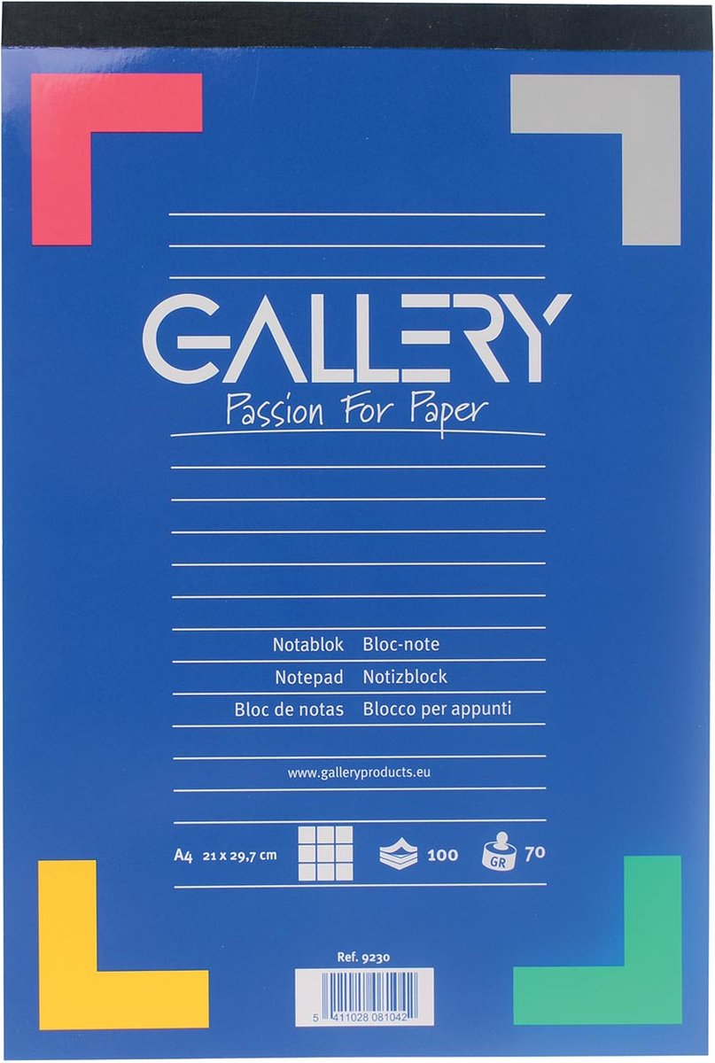 Gallery Bloc-notes format 21 x 297 cm (A4) bloc ligné de 100 feuilles