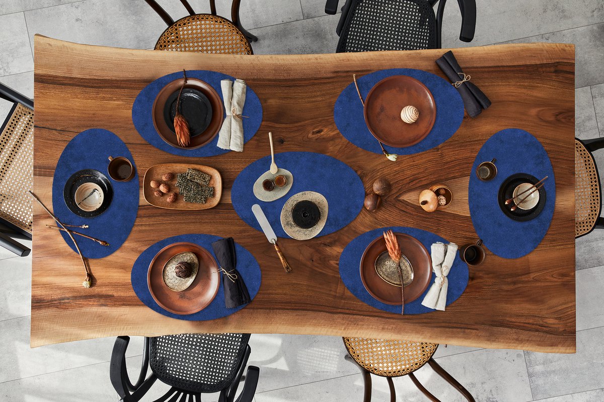 Placemats ovaal - Onderleggers - Ovale placemats - Verf - Patronen - Abstract - Blauw - 8 stuks