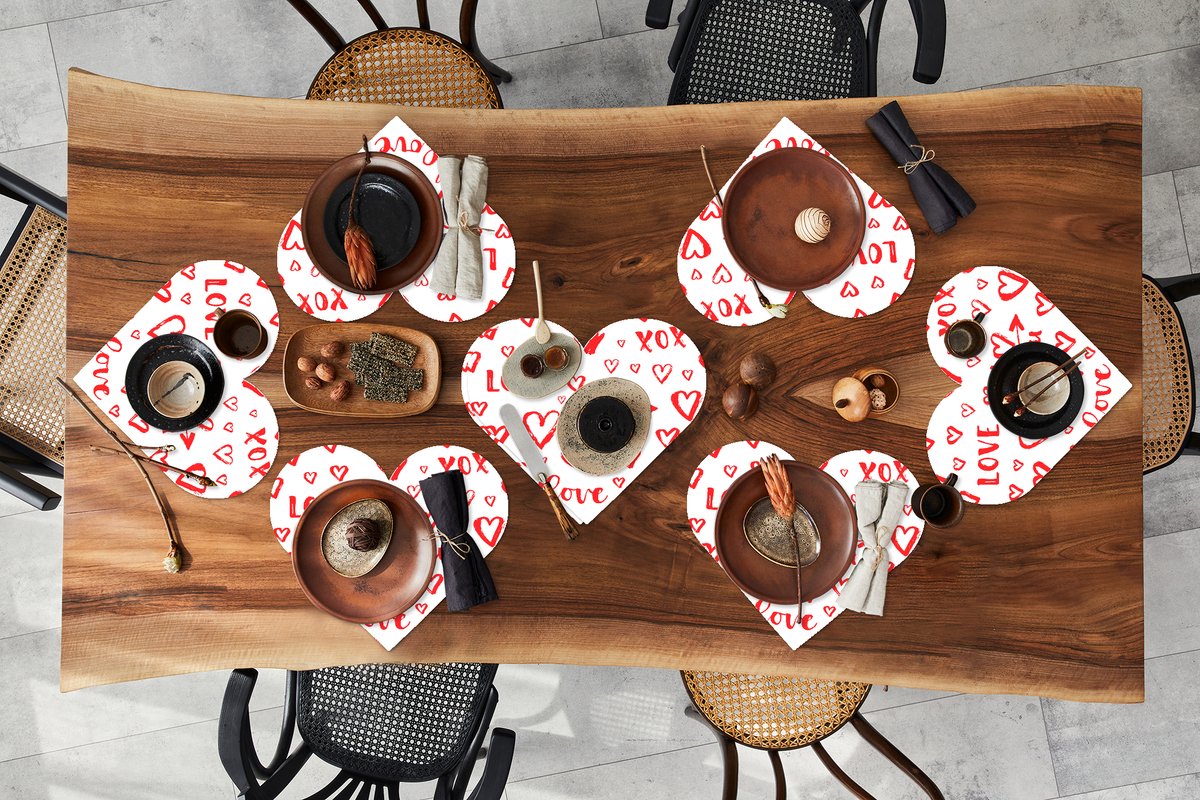 Onderleggers - Placemats - Placemats hartje - Love - Liefde - Liefdes cadeau - 8 stuks