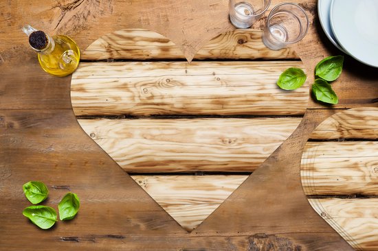 Sous-verres - Napperons de table - Napperons de table coeur - Vintage - Bois - Planche - Design - 6 pièces