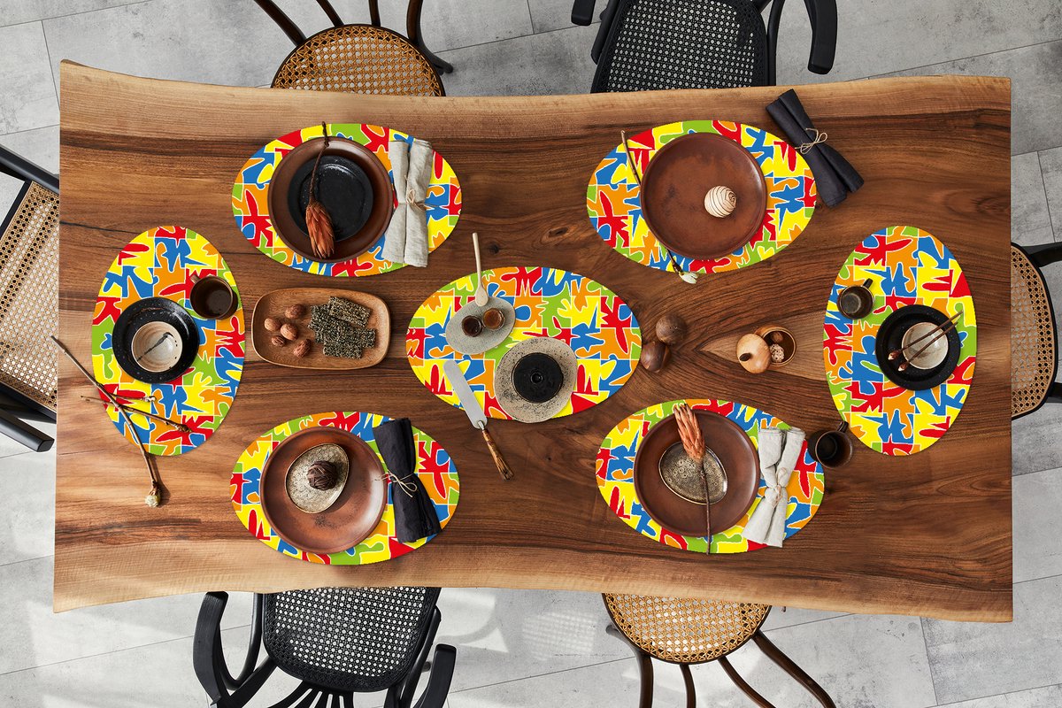 Placemats ovaal - Onderleggers - Ovale placemats - Puzzel - Patronen - Abstract - 8 stuks