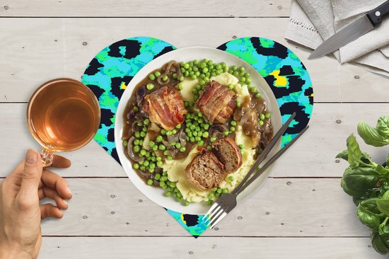Onderleggers - Placemats - Placemats hartje - Panterprint - Neon - Dieren - Design - 10 stuks