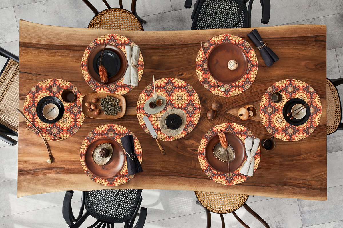 Ronde placemats - Onderlegger - Placemats rond - Mandala - Bohemian - Design - 8 stuks
