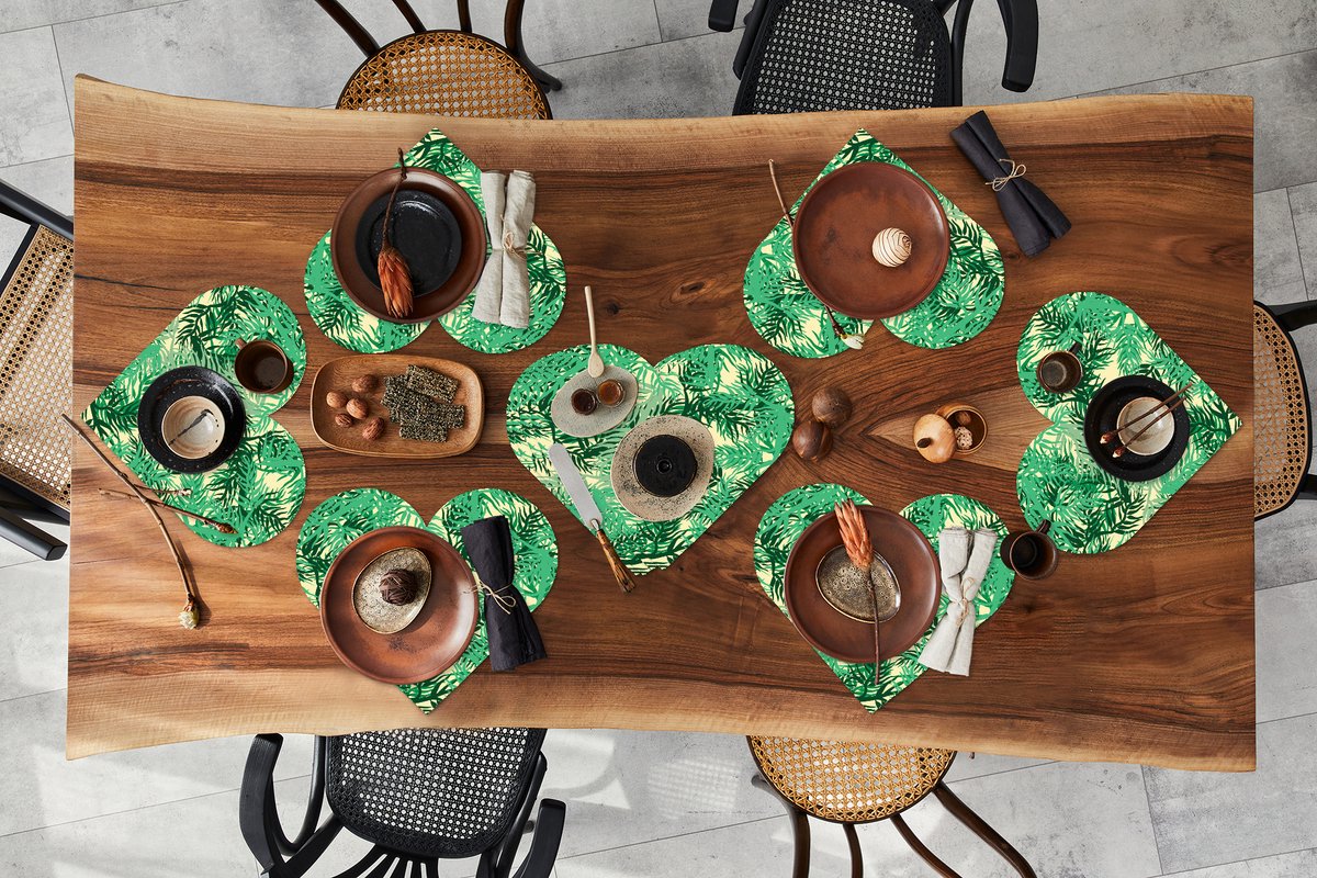 Onderleggers - Placemats - Placemats hartje - Jungle - Patronen - Camouflage - 10 stuks