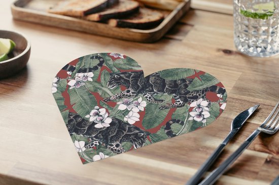 Dessous de verre - Napperons de table - Napperons de table coeur - Jungle - Bloem - Panthère - Motifs - 6 pièces