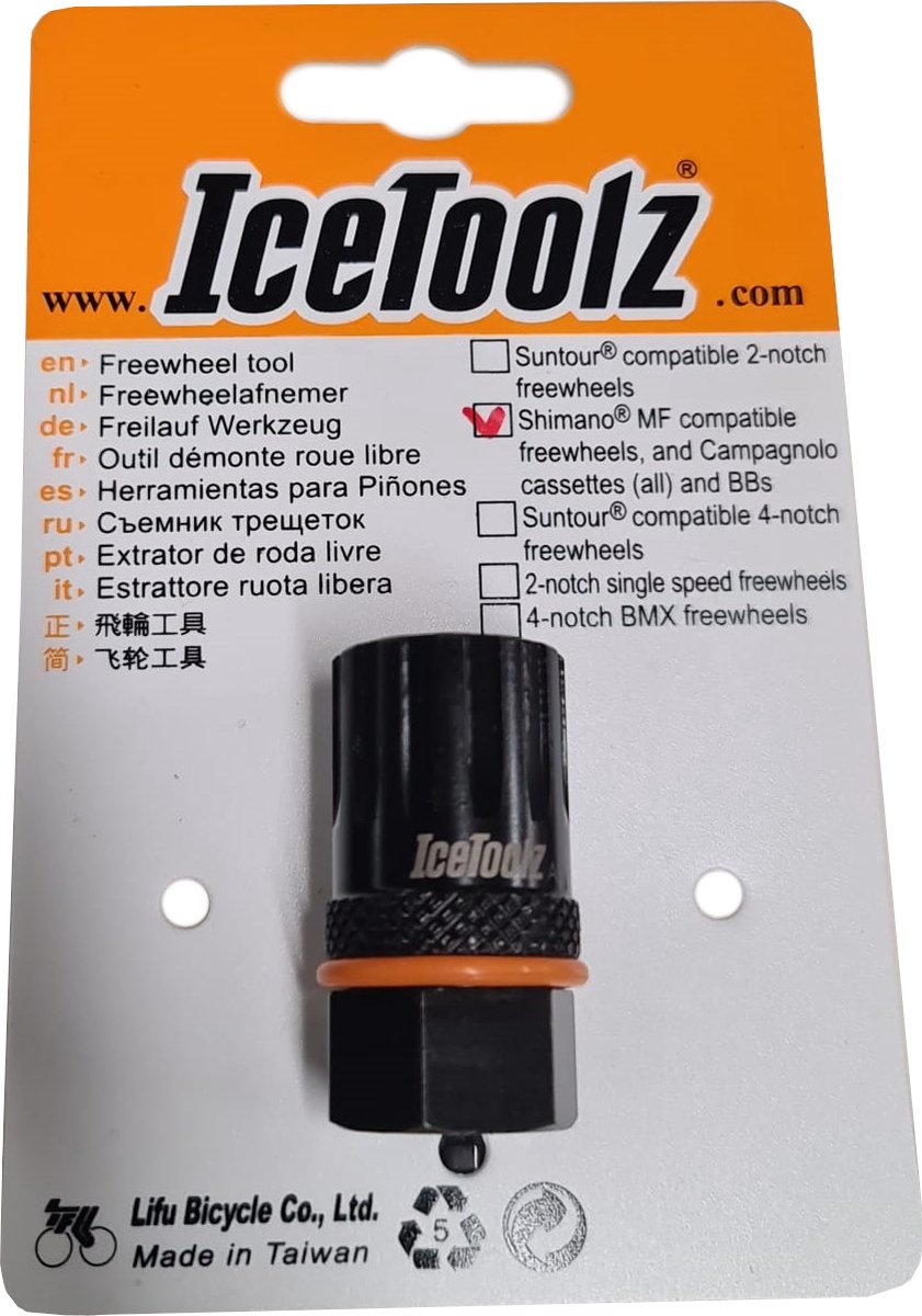 IceToolz Freewheel afnemer - 12-tands ontwerp - Cr-V staal - Geschikt voor Shimano MF en Campagnolo cassettes