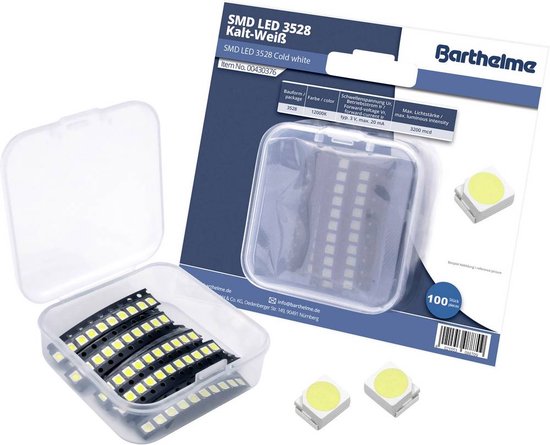 Barthelme SMD-LED-set 3528 Koud-wit 3200 mcd 120 ° 20 mA 3 V 100 stuk(s) Bulk