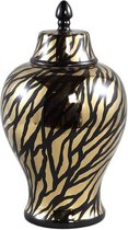 PTMD Brendy Urn Deco Dierenprint - H44 x Ø25 cm - Keramiek - Zwart