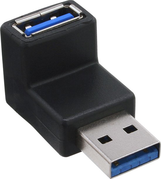 Foto: Usb a m usb a v haakse adapter haaks naar boven usb3 0 zwart
